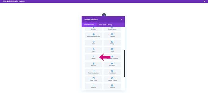 Divi menu module