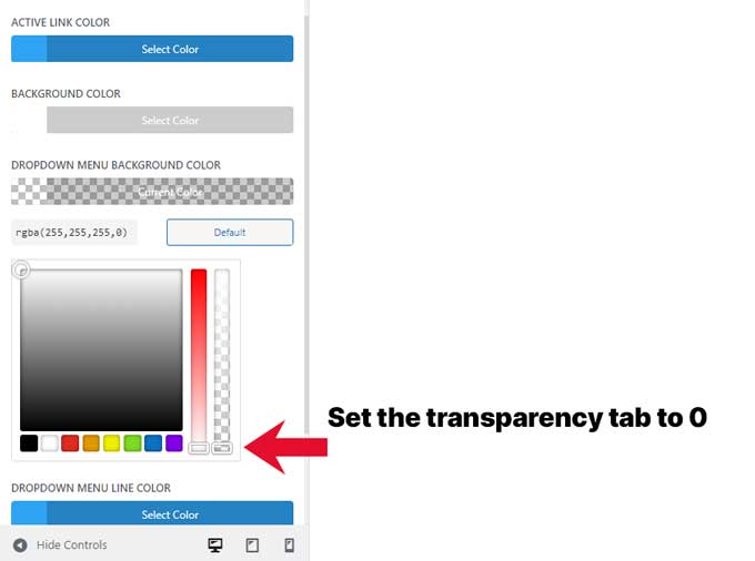 Default Divi menu transparent menu