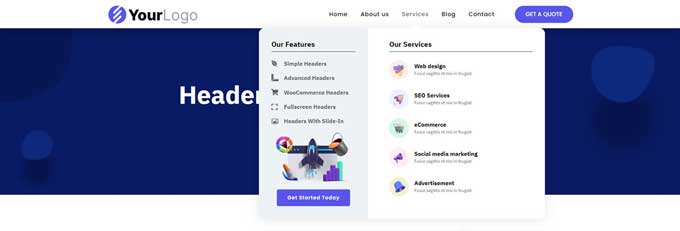 Divi mega menu