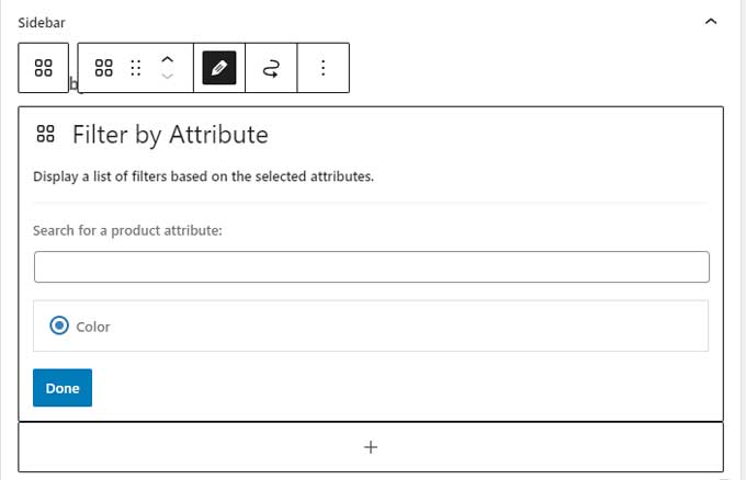 Filter attribute settings