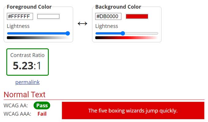 Contrast checker pass