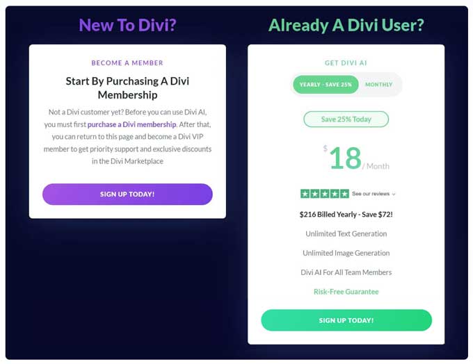 Divi AI pricing