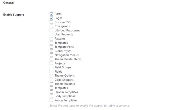 Enable support options