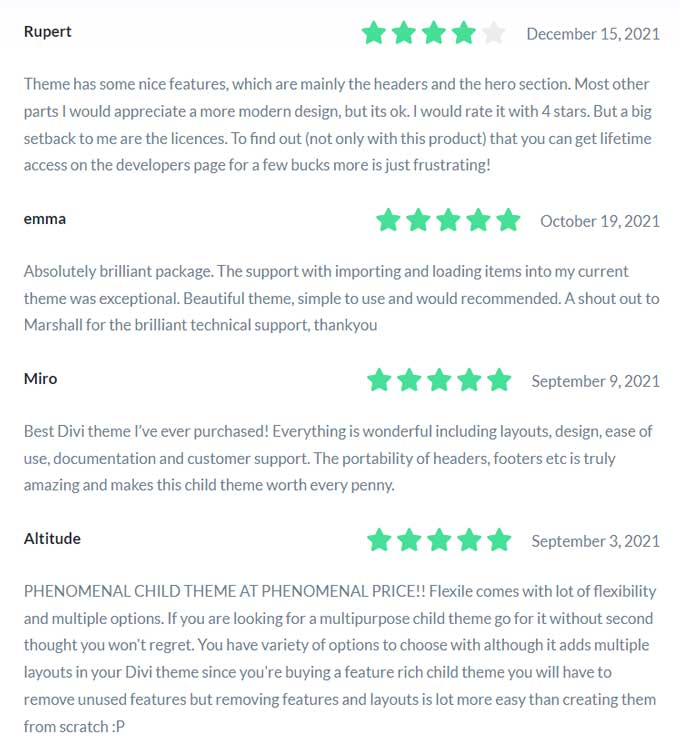 Reviews for flexile child theme for Divi