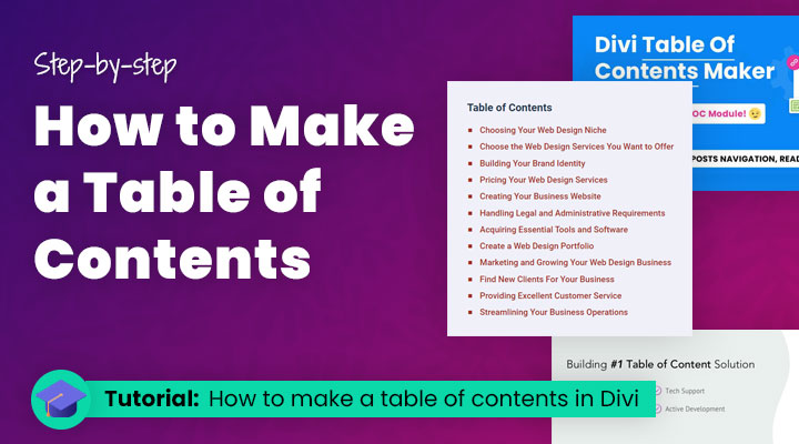 How to make a table of contents for Divi