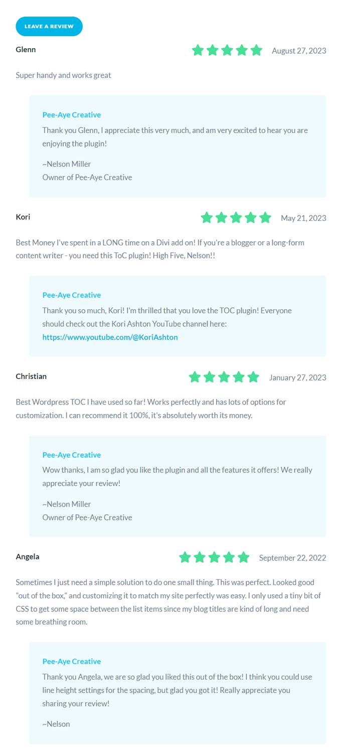 Reviews for The Divi Table Of Contents Maker