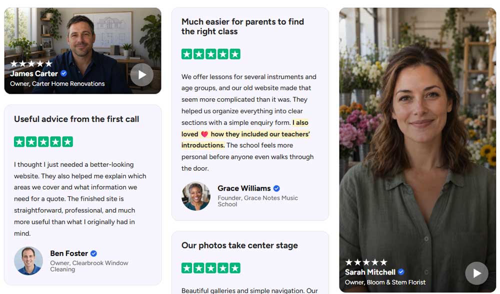 Testimonials with videos